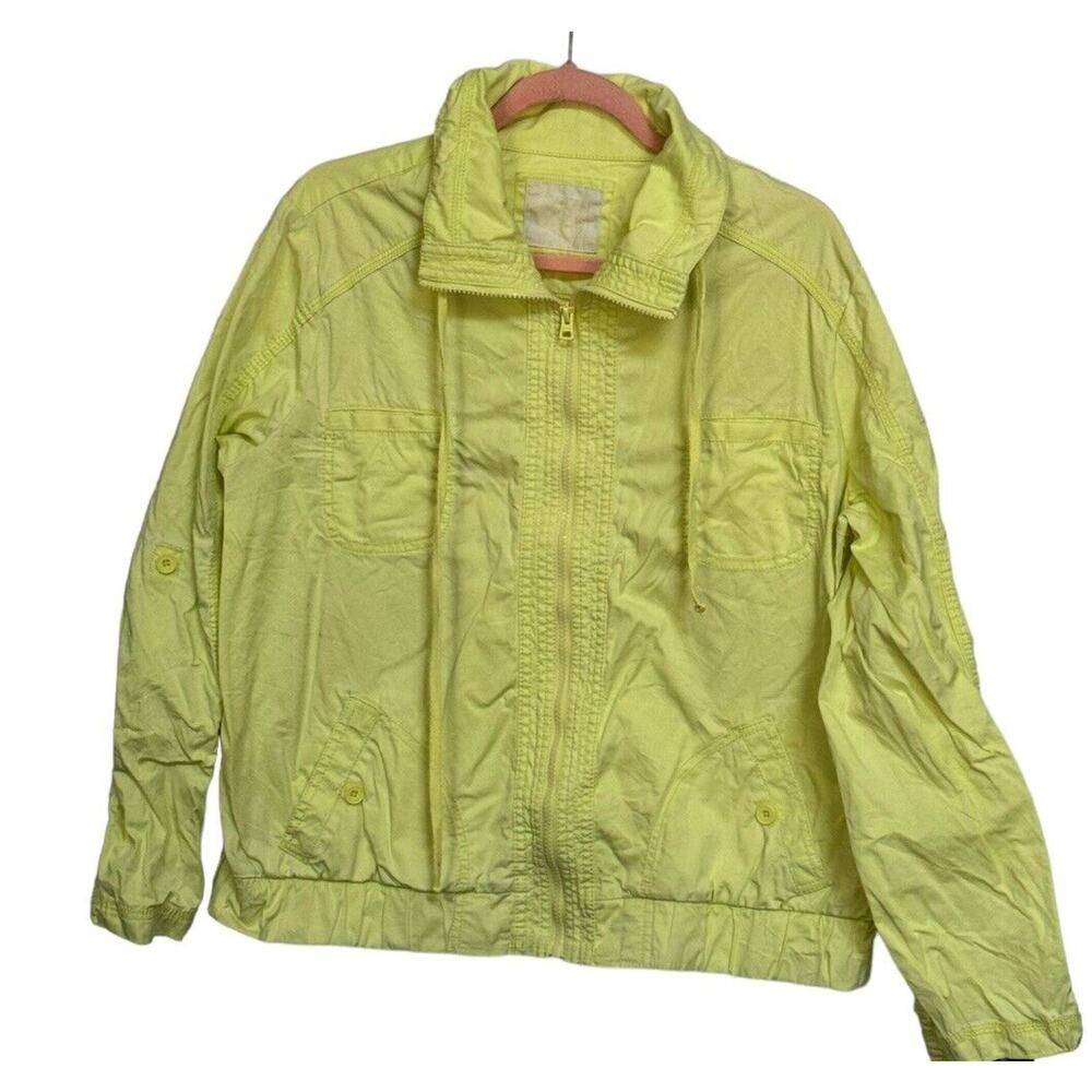 Women's Sonoma Life (?) Bright Yellow Lightweight Jacket Coat Zip Up Spring READ